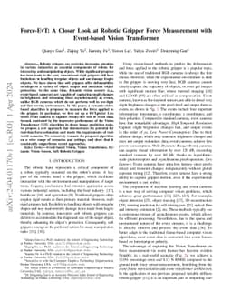Force-EvT: A Closer Look at Robotic Gripper Force Measurement with
  Event-based Vision Transformer