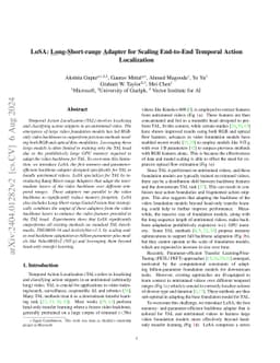 LoSA: Long-Short-range Adapter for Scaling End-to-End Temporal Action
  Localization