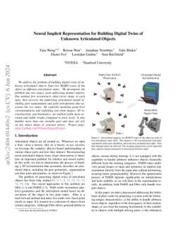 Neural Implicit Representation for Building Digital Twins of Unknown
  Articulated Objects