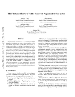 BERT-Enhanced Retrieval Tool for Homework Plagiarism Detection System