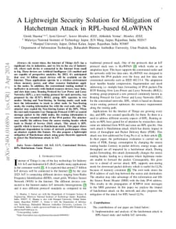 A Lightweight Security Solution for Mitigation of Hatchetman Attack in
  RPL-based 6LoWPAN