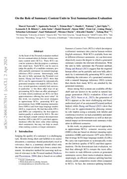 On the Role of Summary Content Units in Text Summarization Evaluation
