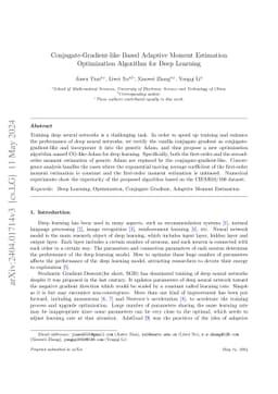 Conjugate-Gradient-like Based Adaptive Moment Estimation Optimization Algorithm for Deep Learning