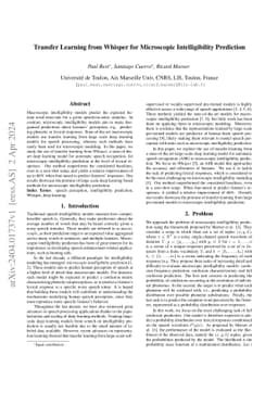 Transfer Learning from Whisper for Microscopic Intelligibility
  Prediction