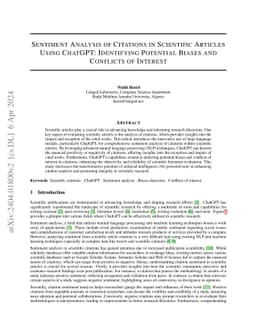 Sentiment Analysis of Citations in Scientific Articles Using ChatGPT:
  Identifying Potential Biases and Conflicts of Interest