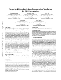 Tensorized NeuroEvolution of Augmenting Topologies for GPU Acceleration