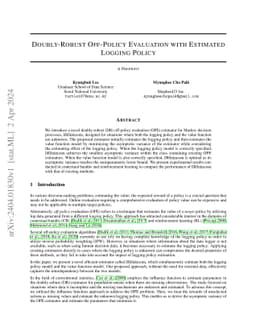 Doubly-Robust Off-Policy Evaluation with Estimated Logging Policy