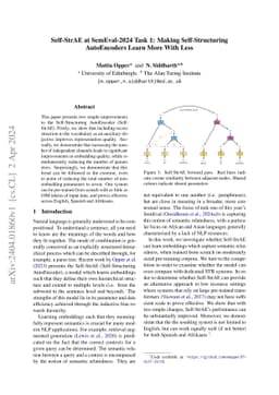 Self-StrAE at SemEval-2024 Task 1: Making Self-Structuring AutoEncoders
  Learn More With Less