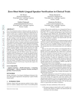 Zero-Shot Multi-Lingual Speaker Verification in Clinical Trials