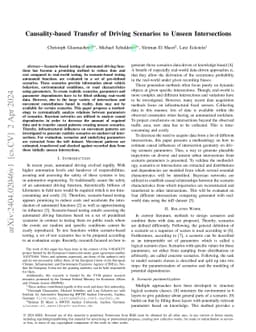 Causality-based Transfer of Driving Scenarios to Unseen Intersections