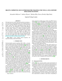 BRAVEn: Improving Self-Supervised Pre-training for Visual and Auditory
  Speech Recognition