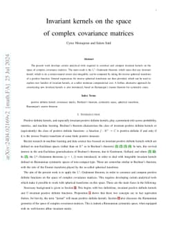 Invariant kernels on the space of complex covariance matrices