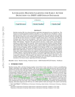 Leveraging Machine Learning for Early Autism Detection via INDT-ASD
  Indian Database