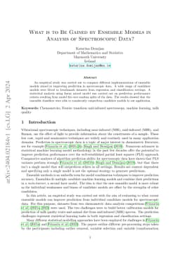 What is to be gained by ensemble models in analysis of spectroscopic
  data?