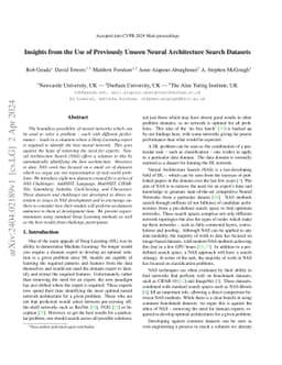 Insights from the Use of Previously Unseen Neural Architecture Search
  Datasets