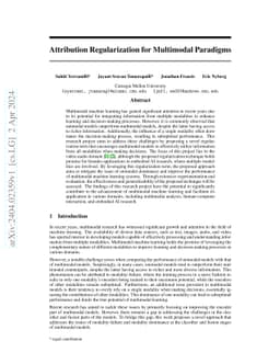Attribution Regularization for Multimodal Paradigms