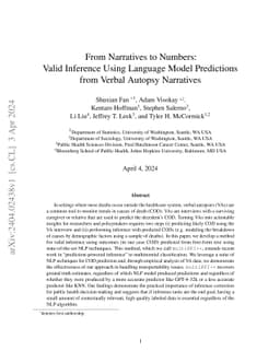 From Narratives to Numbers: Valid Inference Using Language Model
  Predictions from Verbal Autopsy Narratives
