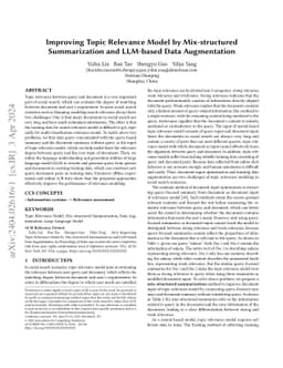 Improving Topic Relevance Model by Mix-structured Summarization and
  LLM-based Data Augmentation