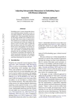 Adjusting Interpretable Dimensions in Embedding Space with Human
  Judgments