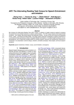 ART: The Alternating Reading Task Corpus for Speech Entrainment and
  Imitation