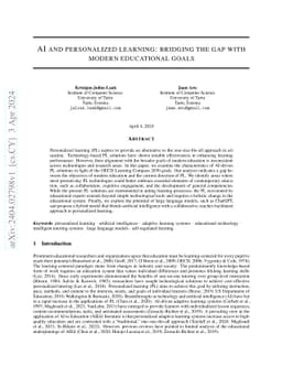 AI and personalized learning: bridging the gap with modern educational
  goals