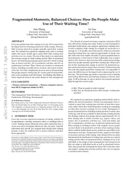 Fragmented Moments, Balanced Choices: How Do People Make Use of Their
  Waiting Time?