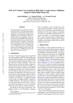 NLP at UC Santa Cruz at SemEval-2024 Task 5: Legal Answer Validation
  using Few-Shot Multi-Choice QA