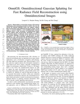 OmniGS: Fast Radiance Field Reconstruction using Omnidirectional
  Gaussian Splatting