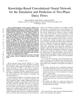 Knowledge-Based Convolutional Neural Network for the Simulation and
  Prediction of Two-Phase Darcy Flows