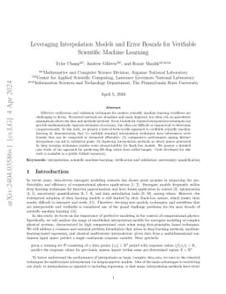 Leveraging Interpolation Models and Error Bounds for Verifiable Scientific Machine Learning