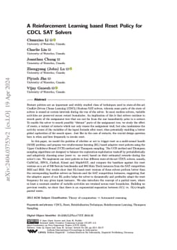 A Reinforcement Learning based Reset Policy for CDCL SAT Solvers