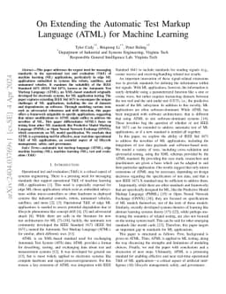 On Extending the Automatic Test Markup Language (ATML) for Machine
  Learning