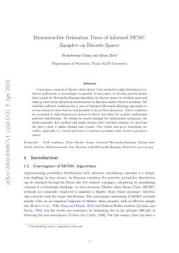 Dimension-free Relaxation Times of Informed MCMC Samplers on Discrete
  Spaces