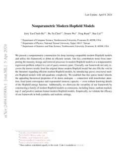 Nonparametric Modern Hopfield Models