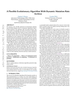 A Flexible Evolutionary Algorithm With Dynamic Mutation Rate Archive