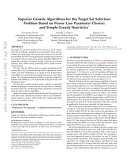 Superior Genetic Algorithms for the Target Set Selection Problem Based
  on Power-Law Parameter Choices and Simple Greedy Heuristics