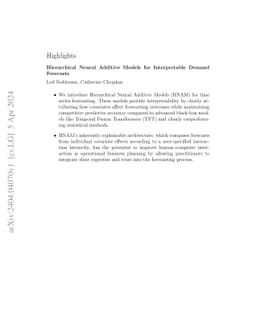 Hierarchical Neural Additive Models for Interpretable Demand Forecasts