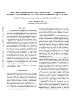 "It is okay to be uncommon": Quantizing Sound Event Detection Networks
  on Hardware Accelerators with Uncommon Sub-Byte Support