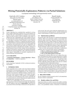 Mining Potentially Explanatory Patterns via Partial Solutions