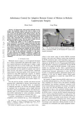 Admittance Control for Adaptive Remote Center of Motion in Robotic
  Laparoscopic Surgery