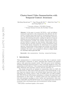 Cluster-based Video Summarization with Temporal Context Awareness