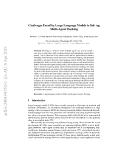 Challenges Faced by Large Language Models in Solving Multi-Agent
  Flocking