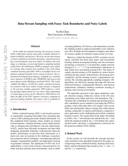 Data Stream Sampling with Fuzzy Task Boundaries and Noisy Labels