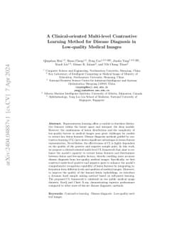 A Clinical-oriented Multi-level Contrastive Learning Method for Disease
  Diagnosis in Low-quality Medical Images