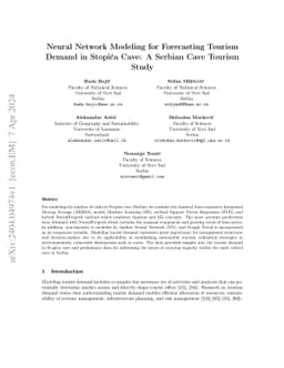 Neural Network Modeling for Forecasting Tourism Demand in Stopića
  Cave: A Serbian Cave Tourism Study