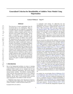 Generalized Criterion for Identifiability of Additive Noise Models Using
  Majorization