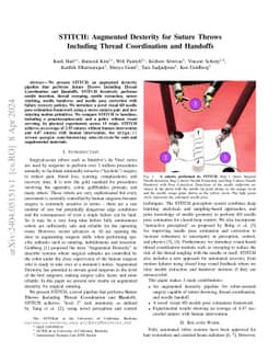 STITCH: Augmented Dexterity for Suture Throws Including Thread
  Coordination and Handoffs