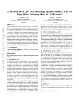 Evaluation of an LLM in Identifying Logical Fallacies: A Call for Rigor
  When Adopting LLMs in HCI Research