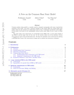 A Note on the Common Haar State Model