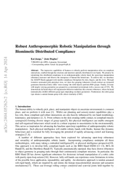 Robust Anthropomorphic Robotic Manipulation through Biomimetic
  Distributed Compliance